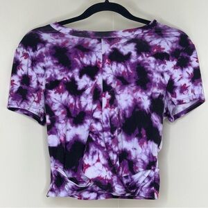 Eclipse Vivid Purple Tie-Dye Crop Top | Twist Front | Trendy Y2K funky shirt